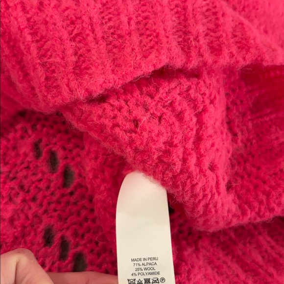 New With Tags Kate spade Bright Pink Pointelle Stitch Sweater Sz M - Picture 5 of 7